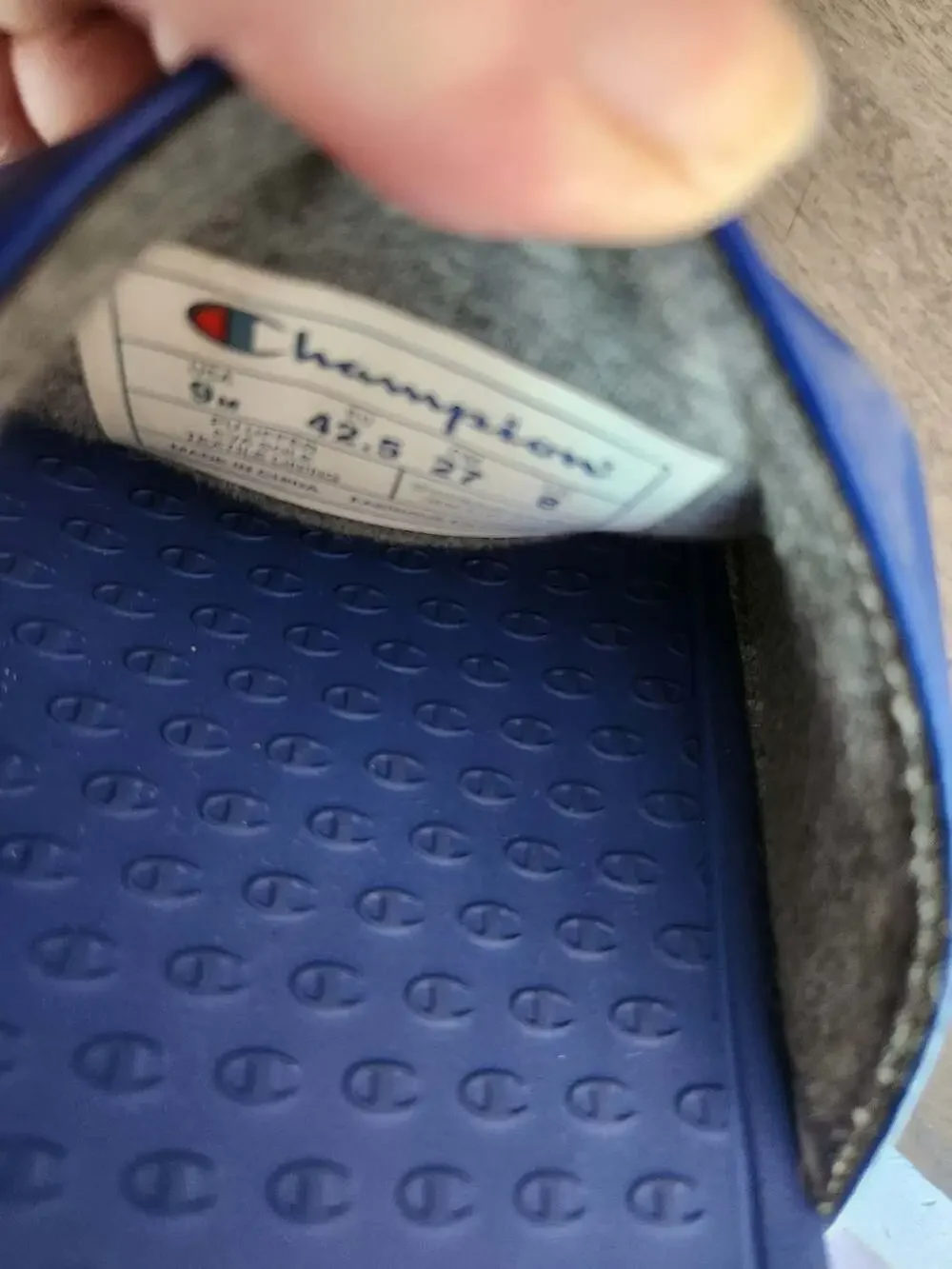 Champion Men's Super Slide Sandals Royal Blue with Red Logo